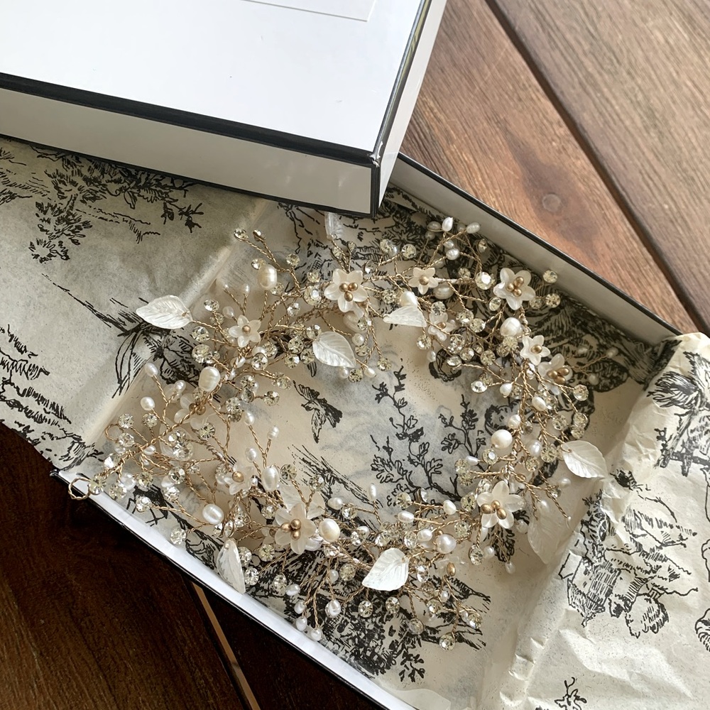 Wedding Hair vine- real pearls & crystals
